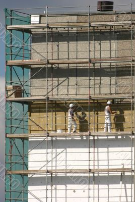 Workers on a scaffold
