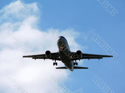 commercial jet plane in flight