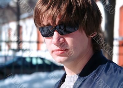 man in city street