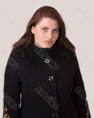 woman in a black coat