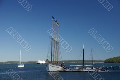 Tall ship in harbor
