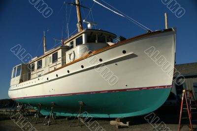 Large boat in dry dock