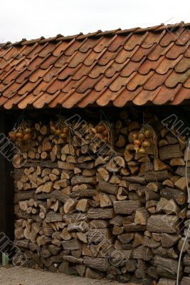 Drying onions.