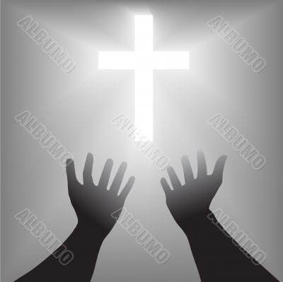 Supplication Hands Cross Silhouette