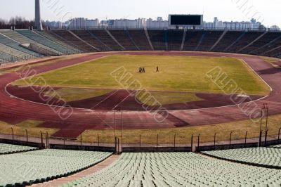 Walks on empty stadium