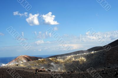 Volcano in Aeolian Islands at summer