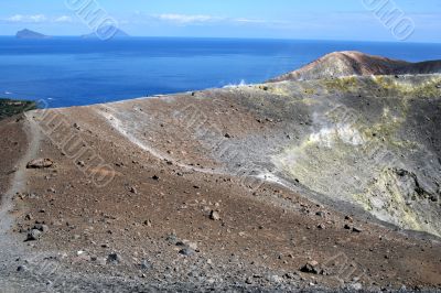 Volcano in Aeolian Islands at summer