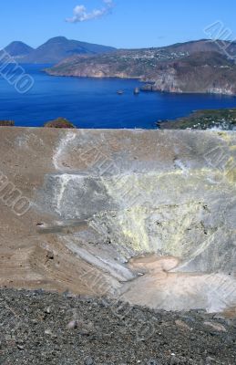 Volcano in Aeolian Islands at summer