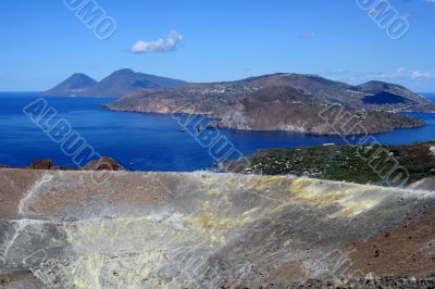 Volcano in Aeolian Islands at summer
