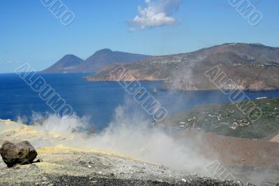 Volcano in Aeolian Islands at summer