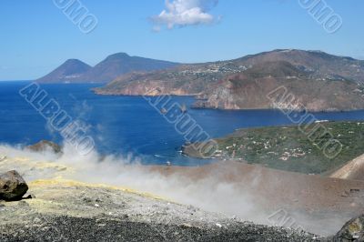 Volcano in Aeolian Islands at summer