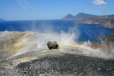 Volcano in Aeolian Islands at summer