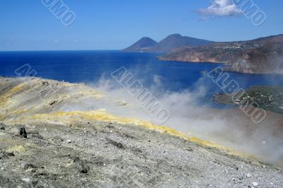 Volcano in Aeolian Islands at summer