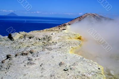 Volcano in Aeolian Islands at summer