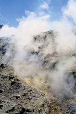 Volcano in Aeolian Islands at summer