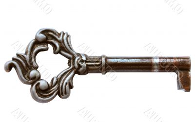 vintage key on white
