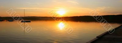 evening lake - panoramic view