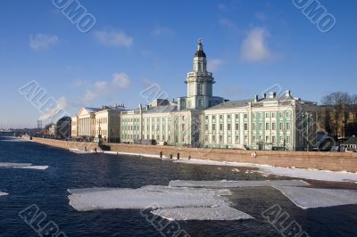 Drifting of ice on the river Neva