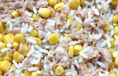 rice, corn and tuna