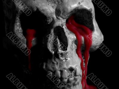 Black and White Bleeding Skull
