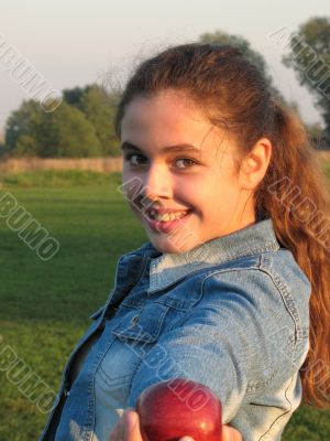 Girl with an apple