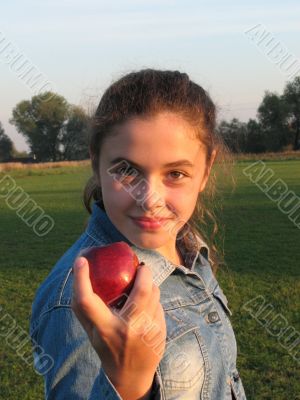 Girl and apple