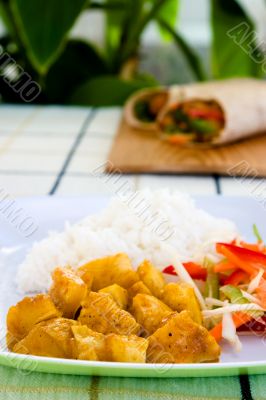 Curried Chicken with Rice and Vegetables - Jamaican Style