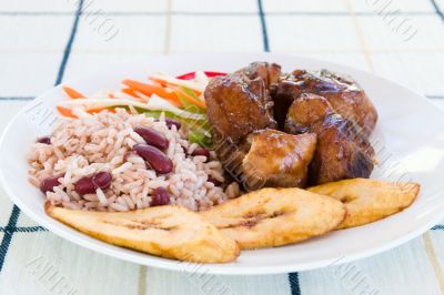 Stewed Chicken with Rice and Vegetables - Jamaican Style