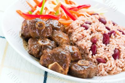 Oxtail Curry with Rice - Caribbean Style