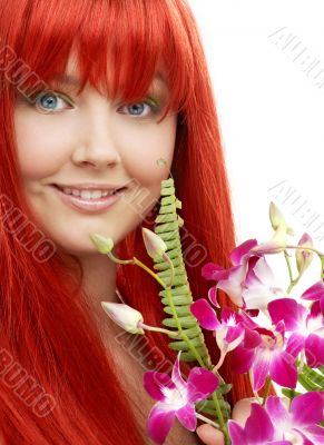 lovely redhead with orchid