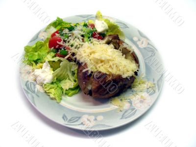 baked potato cheese and salad