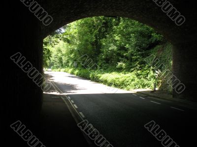 View out of road tunnel