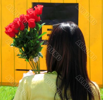 Lady holding roses