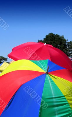 Colourful summer umbrellas as sunshades