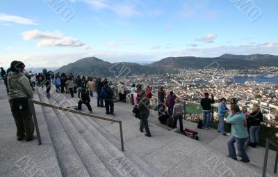 view of Bergen in Norway from the top of Mount Floyen.
