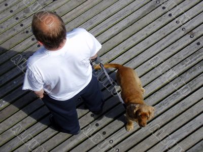 Man out with his dog