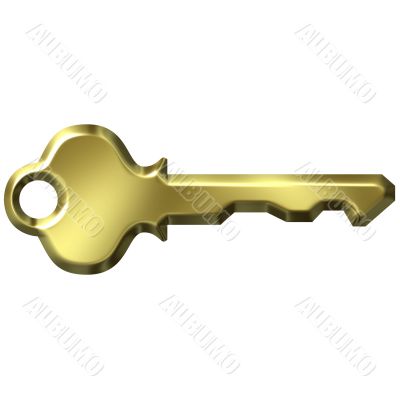 3D Golden Modern Key