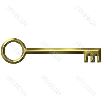 3D Golden Antique Key