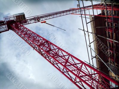big red crane four