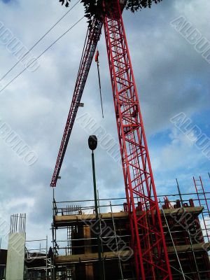 big red crane three