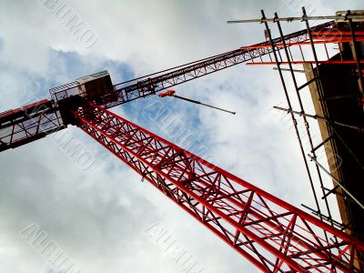 big red crane two