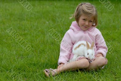 little girl with a rabbit