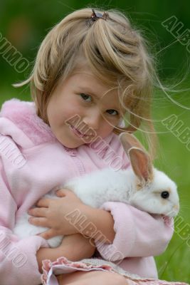 little girl with a rabbit