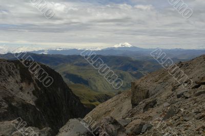 view from volcano cayambe on volcano antisana