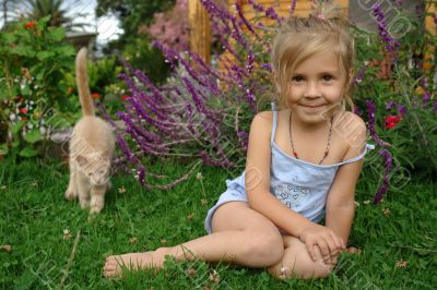 the child on the grass