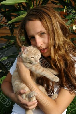 the young woman with cat