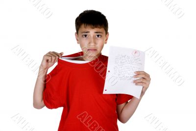 Boy with failing grade