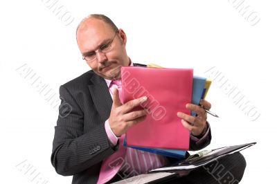 Checking his files