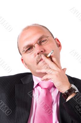 Smoking businessman