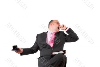Yawning businessman